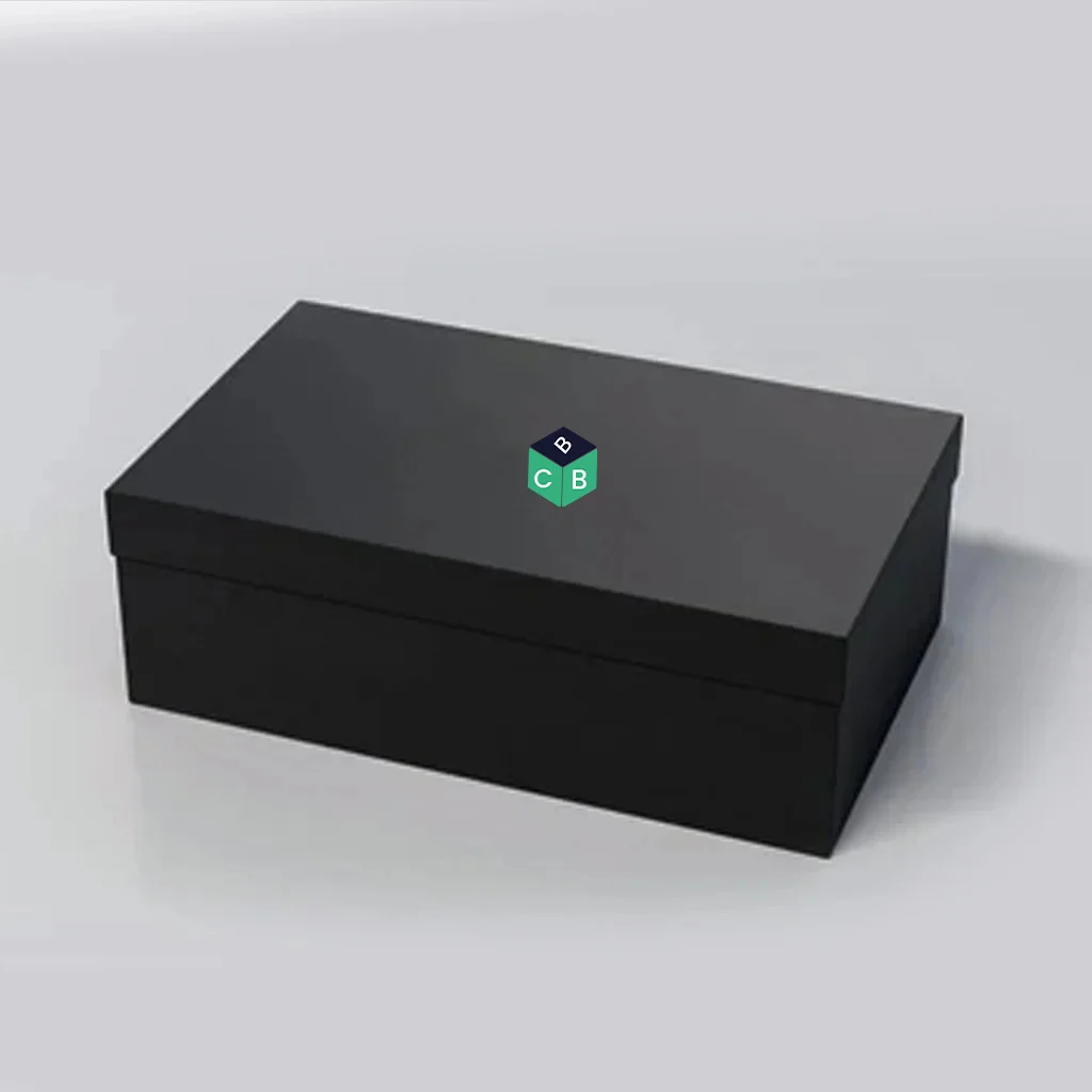 black cardboard shoe box