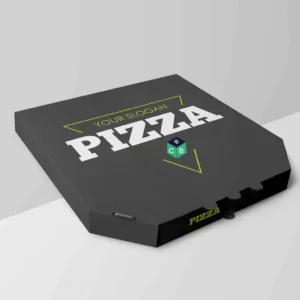 pizza with black box