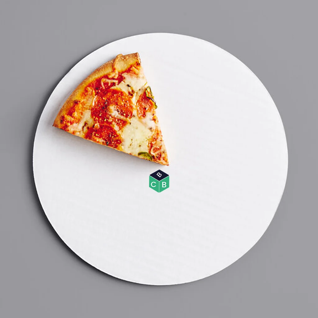 white corrugated pizza circle packaging