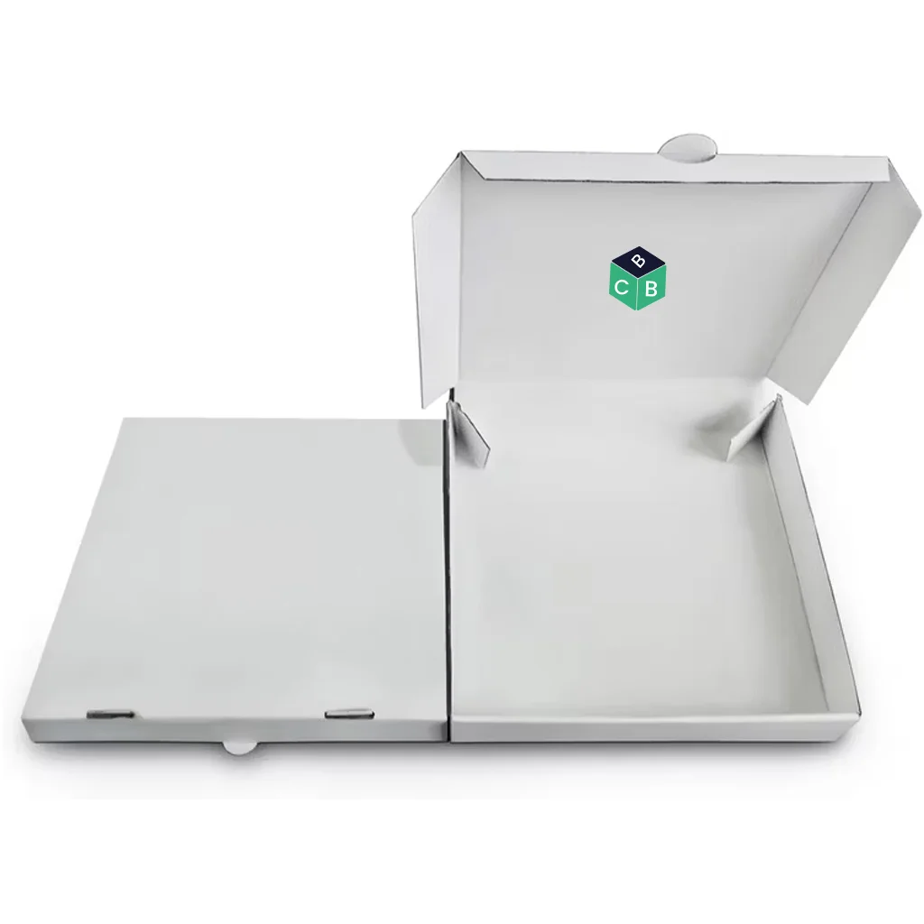 white kraft corrugated pizza boxes